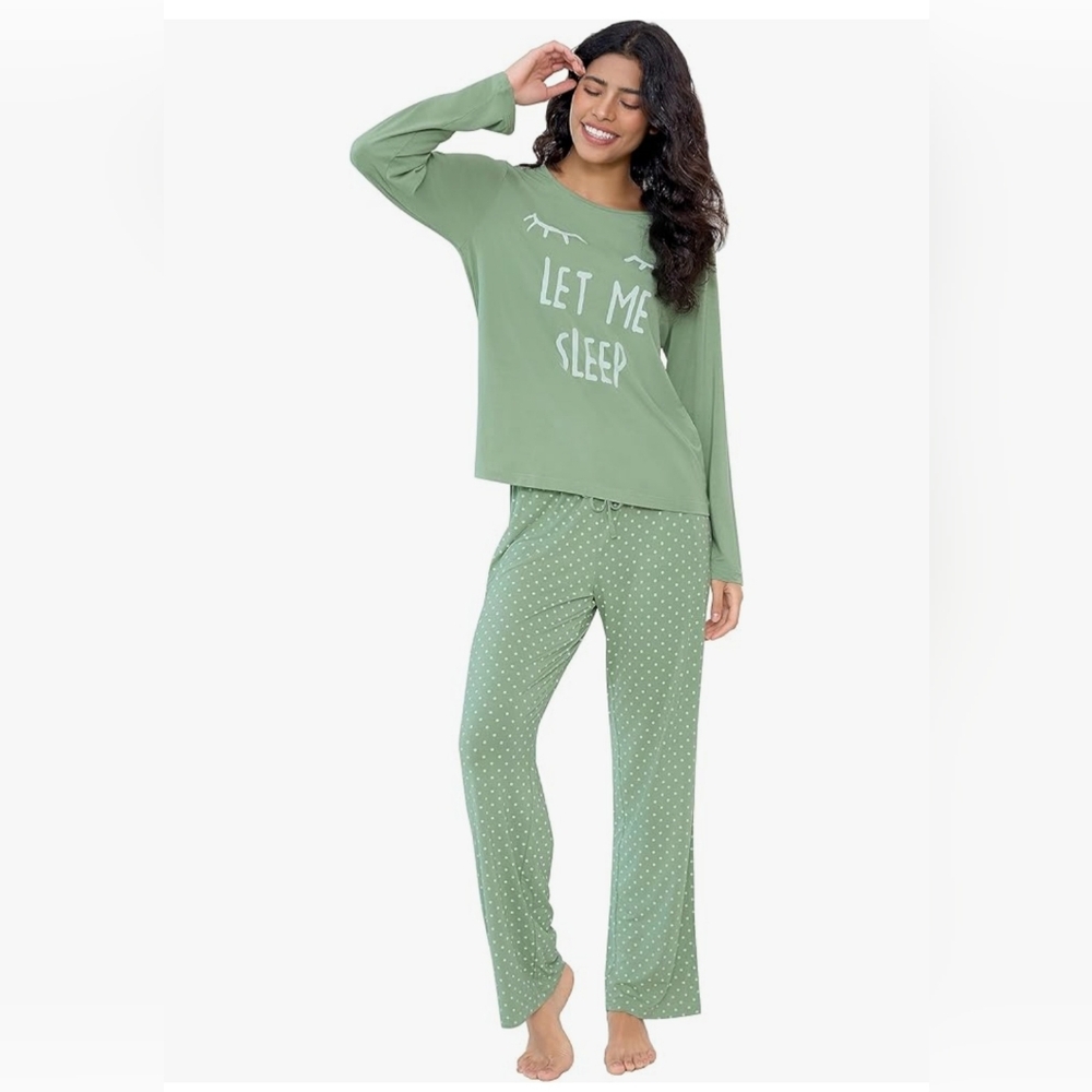 Bamboo Pajamas Printed Long Sleeve with Polka Dots